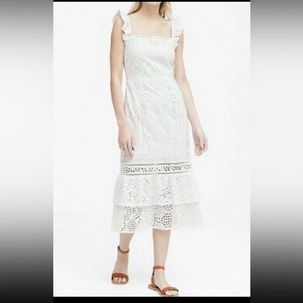 Elegant White Eyelet Dress from Banana Republic